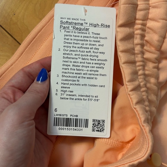 Lululemon Softstreme High-Rise Pants Womens Size 6 New With Tag Peach Bellini - Picture 4 of 10